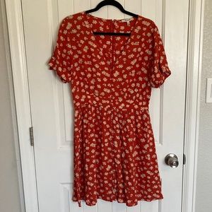 Madewell Red Floral Short Sleeve Sundress